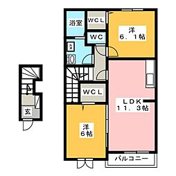 ノイシェーネ 2LDKの間取図画像