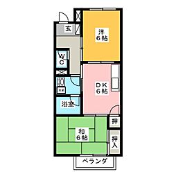 エスポワール大井B 2DKの間取図画像