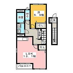 リッツ・ハイム 1LDKの間取図画像