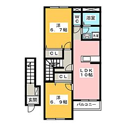 リベルテ 2LDKの間取図画像