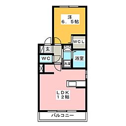 エスポワールユタカ 1LDKの間取図画像