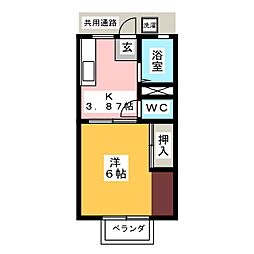 パナハイツ室A 1Kの間取図画像