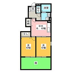 ファミール万石2A 2DKの間取図画像