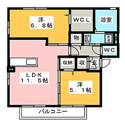 アムルーズ 2LDKの間取図画像