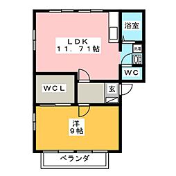 グリーンステージA 1LDKの間取図画像
