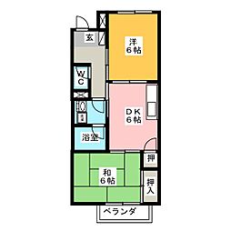 エスポワール大井A 2DKの間取図画像