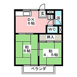 コーポ青柳 2DKの間取図画像