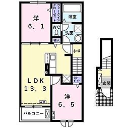 グランターサ3 2LDKの間取図画像
