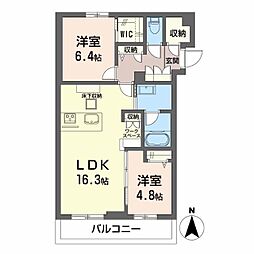リオリエントスティール 2LDKの間取図画像