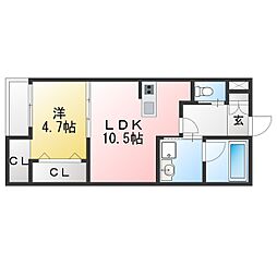 ラ・メゾン船町 1LDKの間取図画像