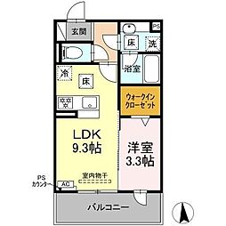大垣市築捨町1丁目アパート 1LDKの間取図画像