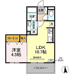 大垣市築捨町1丁目アパート 1LDKの間取図画像