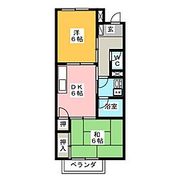 エスポワール大井B 2DKの間取図画像