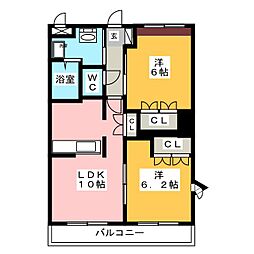 グランドールオクダ 2LDKの間取図画像
