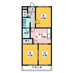 シティーリバー 3DKの間取図画像