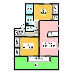 フィールド・ヴィラ 2LDKの間取図画像