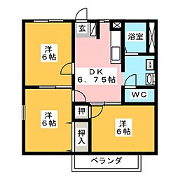 レインボーハイツ 3DKの間取図画像