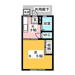 コーポ北島 1Kの間取図画像