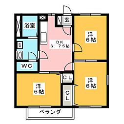 レインボーハイツ 3DKの間取図画像