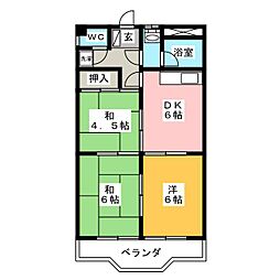 グラッツアモーレ大垣 3DKの間取図画像
