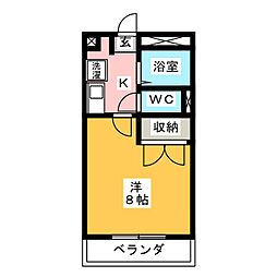 リバーライズ1 1Kの間取図画像
