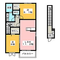 イーストヴィレッジB 2LDKの間取図画像