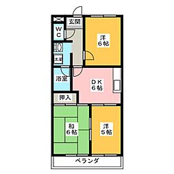 メゾンはなみずきC 3DKの間取図画像