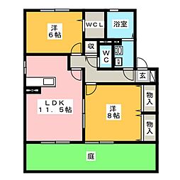 パティオA 2LDKの間取図画像