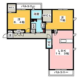 ザレジデンスグランディア 2LDKの間取図画像