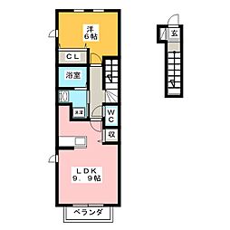 カルムアンジュ 1LDKの間取図画像