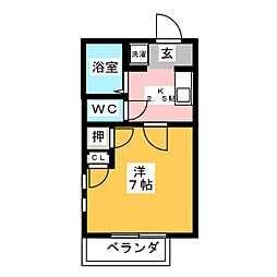 ビレッジK2 1Kの間取図画像