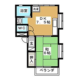 ハイツみどり 1DKの間取図画像