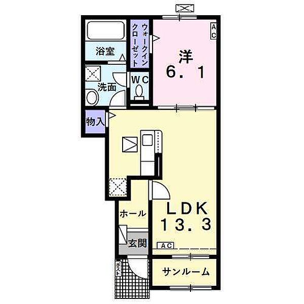 フィオーレ笠木　A 105｜岐阜県大垣市笠木町(賃貸アパート1LDK・1階・50.01㎡)の写真 その2