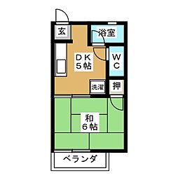コーポラス林町 1DKの間取図画像