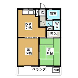 アベニューカサギ514 2DKの間取図画像