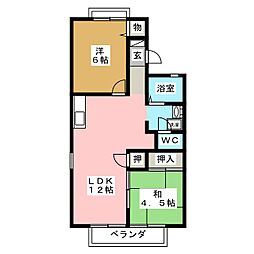 カサベルデ 2LDKの間取図画像