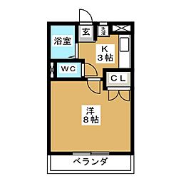 モア・メゾン領家 1Kの間取図画像