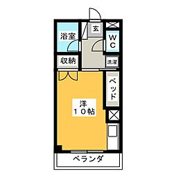 ヤナセコーポ2号館 ワンルームの間取図画像
