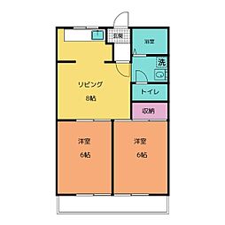 加賀野コーポ 2LDKの間取図画像