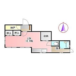 安田マンション ワンルームの間取図画像