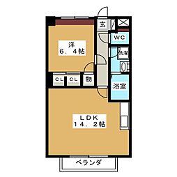 ハイツ功城 1LDKの間取図画像
