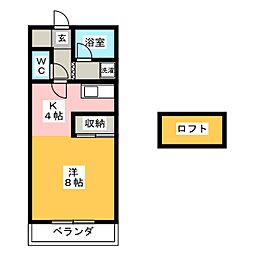 アビタシオン大垣 1Kの間取図画像