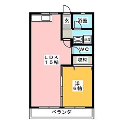 プラザリビエール 1LDKの間取図画像