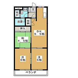 プレイスロイヤル 3DKの間取図画像