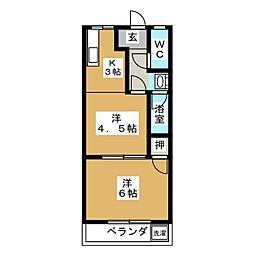 スカイハイツ 1DKの間取図画像