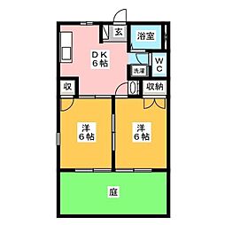 ドリーミー山中C 2DKの間取図画像