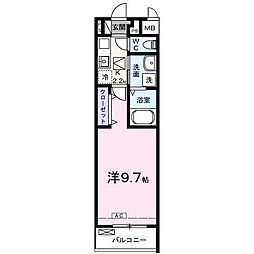 フィオーレ林町 1Kの間取図画像