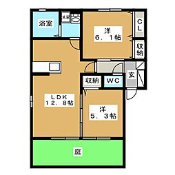 ペジーブル大垣 2LDKの間取図画像