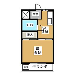 アムールアミィ 1Kの間取図画像