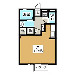 アベリヤ ワンルームの間取図画像